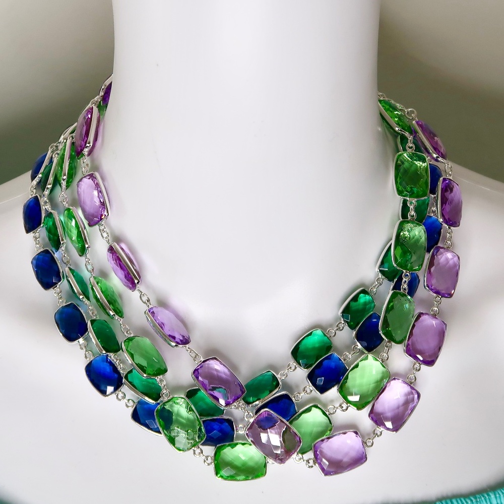 New Sterling Rock Candy Riviere Station Necklace